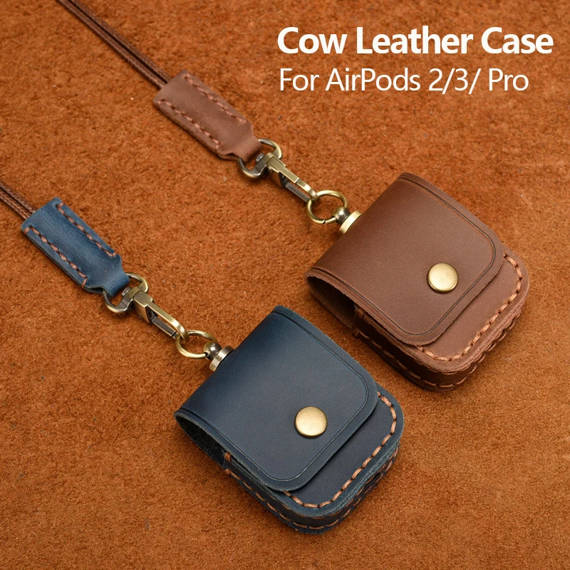 

Чехол из натуральной кожи для AirPods Pro Чехол, Роскошный чехол из настоящей кожи для Apple AirPods 3, аксессуары для Bluetooth наушников ручной работы