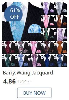 Barry Wang Jacquard-Herrenfliege, vorgebundene Fliege, Einstecktuch, Manschettenknöpfe, Set, Rot, Grün, Elfenbein, vorgebundene Fliege, Hochzeitsfeier – Detail 32