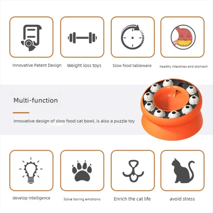 Interactive Cat Slow Feeder Bowl