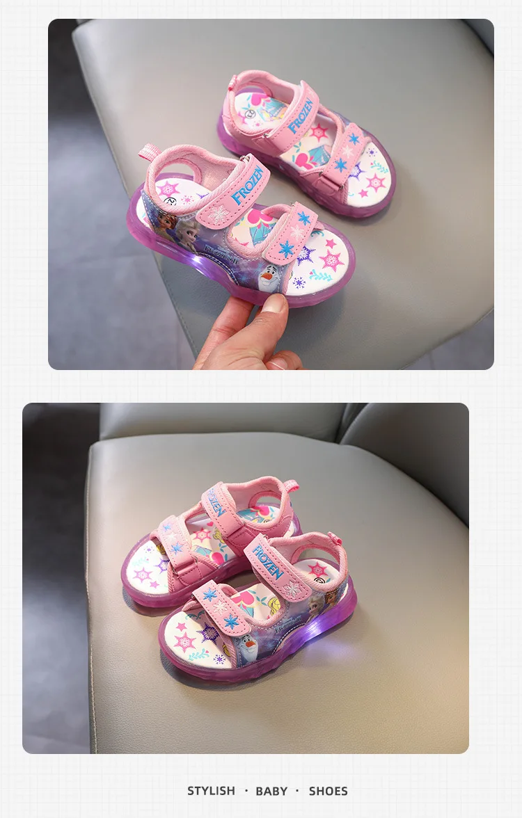 children's shoes for sale New cute girls frozen 2 elsa and Anna girls sandals with light Disney princess kids soft shoes Europe size 22-31 slippers for boy