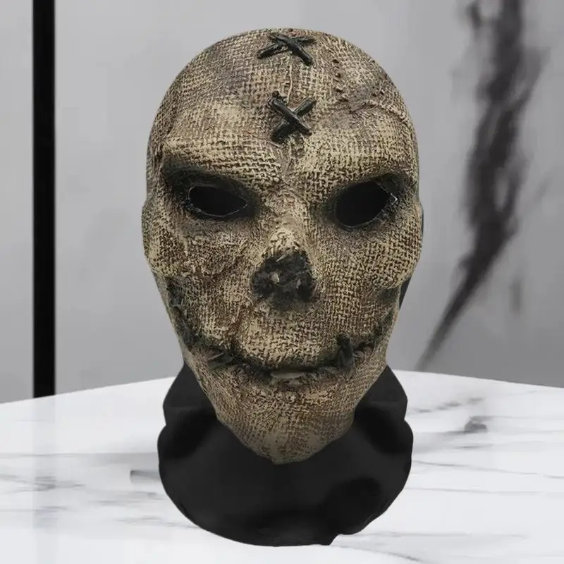 Spooky Ghostly Full Face Mask with 3D Mesh for Cosplay and Halloween Fun