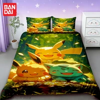 Ensemble de literie Pokemon Pikachu, housse de couette, taille simple/double/King Size, literie pour enfants garçons et filles, décoration de chambre à coucher, cadeau 2
