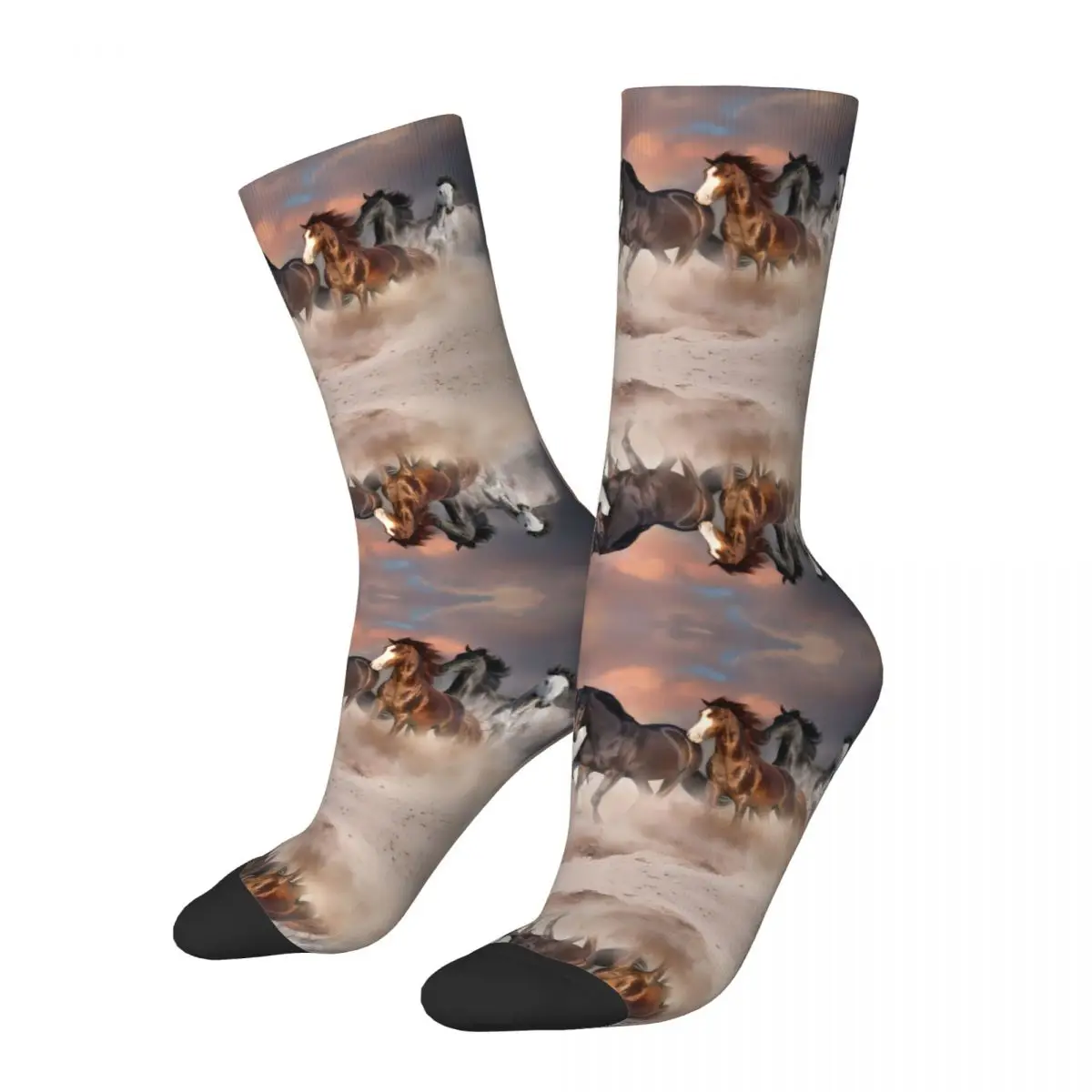 Divertente Crazy Compression Horse Herd Run Sock Per Uomo Hip Hop Vintage Galloping Horses Happy Quality Printed Boys Crew Sock