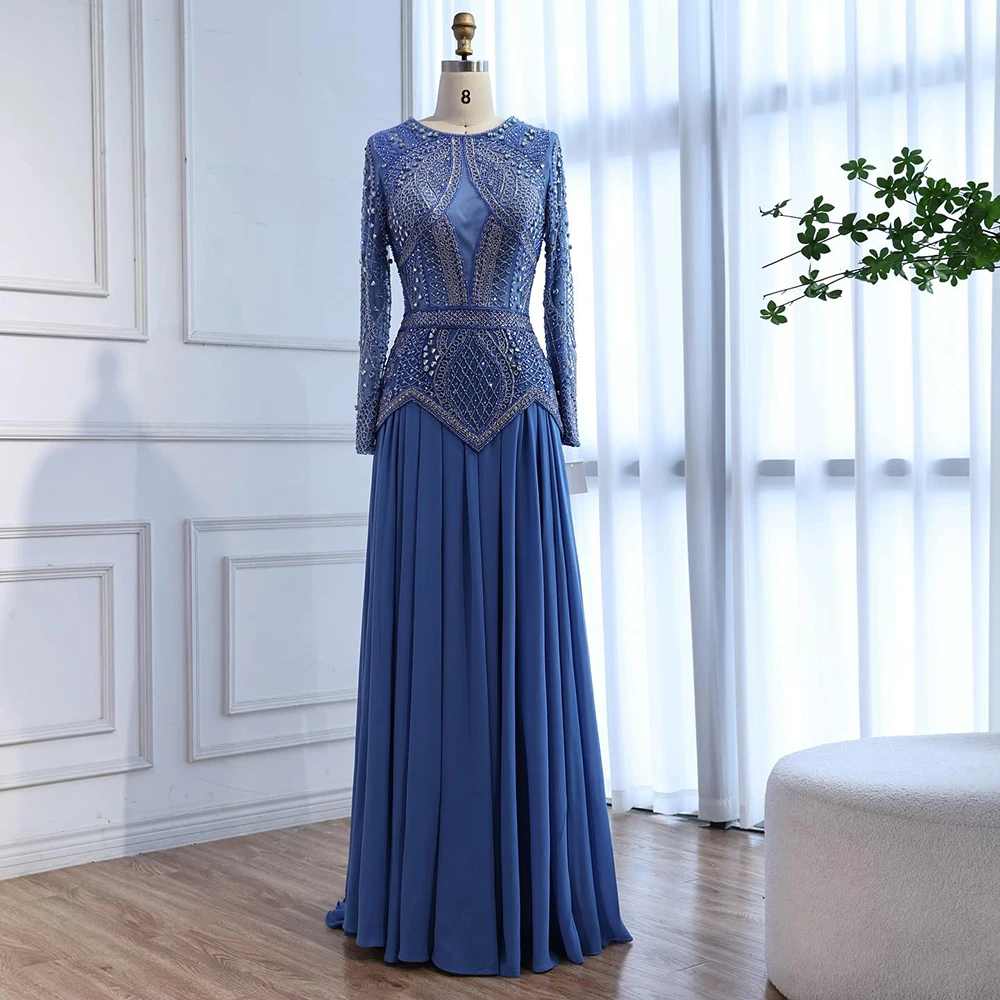 Luxury Blue Beaded Evening Dresses Long Sleeve Gown with Sheer Bodice Serene Hill 2025 Customized BLA72962 - AliExpress 320 Luxury Blue Beaded Evening Dresses Long Sleeve Gown with Sheer Bodice Serene Hill 2025 Customized BLA72962 - AliExpress 320