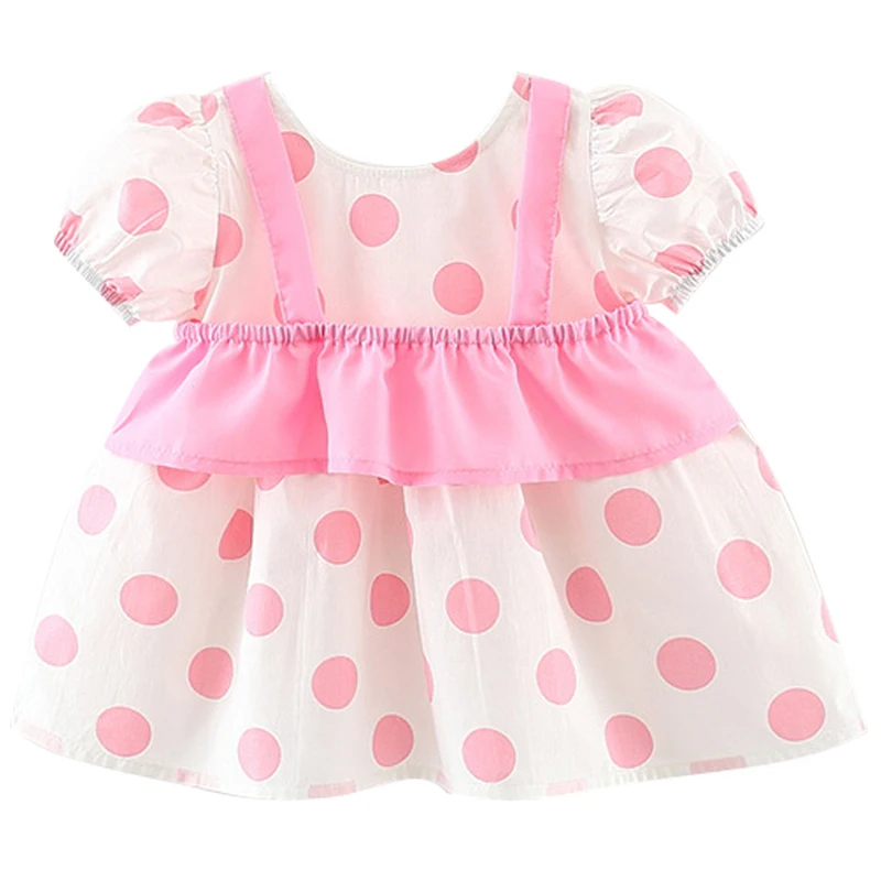 2Piece Summer Baby Dresses Toddler Girl Outfits Set Korean Cute Dot Short Sleeve Cotton Princess Dress Newborn Clothes BC1262