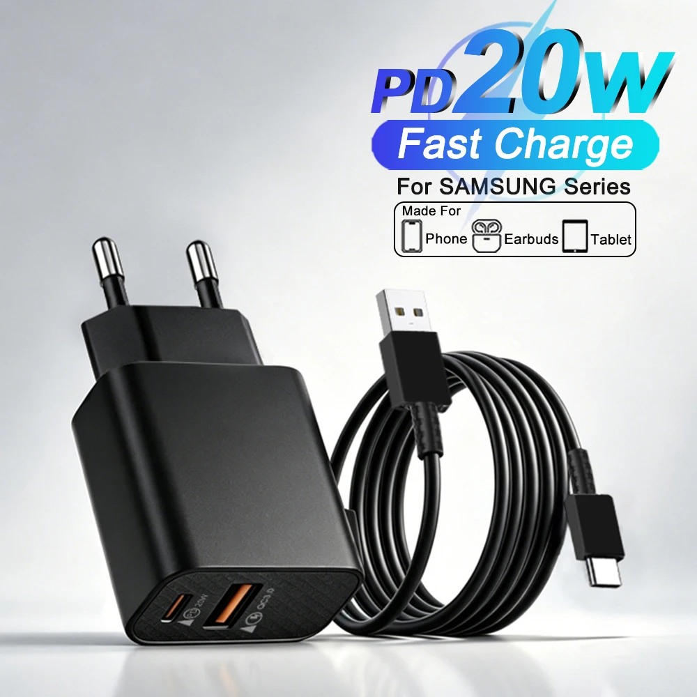 PD 20W USB Fast Charger with Type C Fast Charging Data Cable