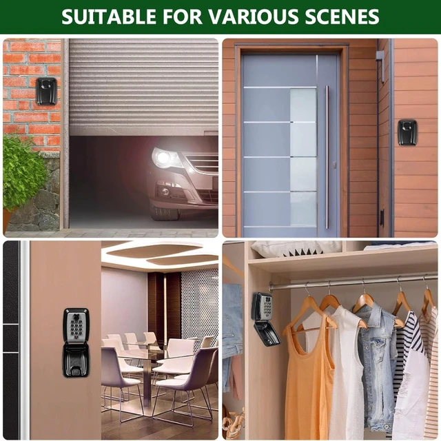 2024 New Combination Key Lock Box Wall Mounted Safe Outdoor Waterproof Rustproof Key Security Locker 4 Digit Combination 4