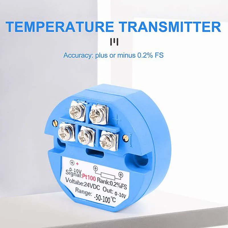 Trasmettitore Di Temperatura PT100 0-200°C 4-20mA 24V DC - 1PZ Nuovo