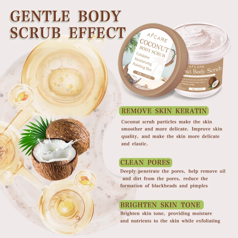 Coconut Scrub Exfoliating Collagen Body Scrub Polishing Body Foot Skin Whitening Exfoliate Skin Clean Pores Remove Dead Skin 2