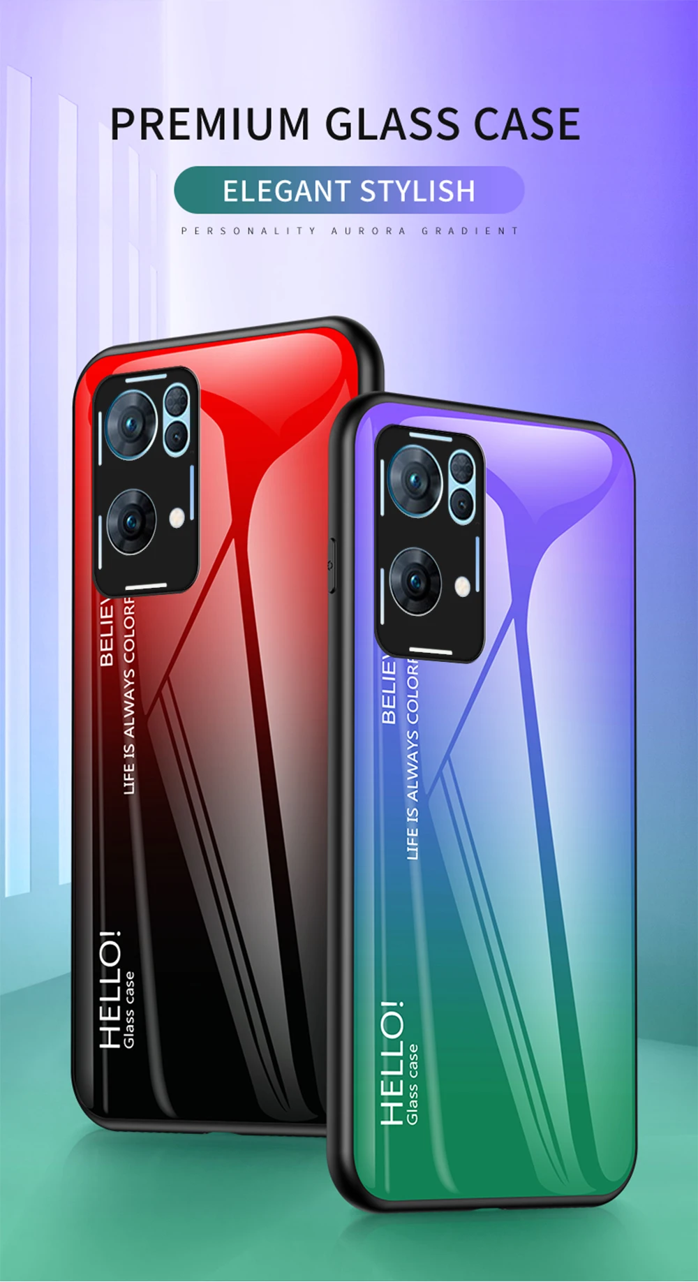 Coque Reo8 DECLAREYAO Coque en verre trempé rigide pour OPPO Renoa 7 6 5 4 3 Pro Plus Ace2 4Z 5Z 6Z 7Z Coque en silicone UL_voghion.com