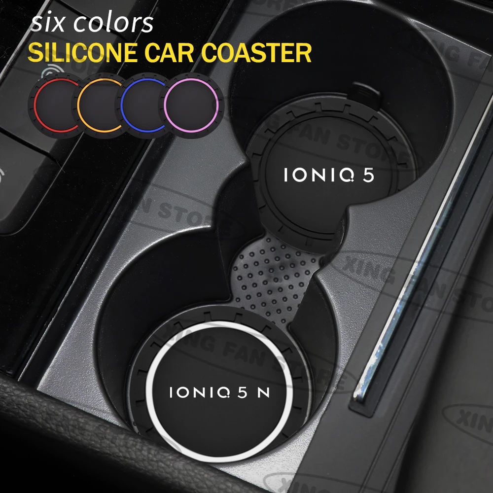 Set of 2 Anti-Slip Silicone Car Coaster Pads - Premium Interior Decoration Accessories