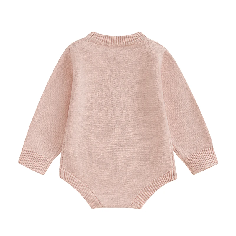 FOCUSNORM 0-18M Schöne Baby Mädchen Jungen Ostern Pullover Strampler Langarm Brief Kaninchen Stickerei Strickwaren Overalls – Detail 10
