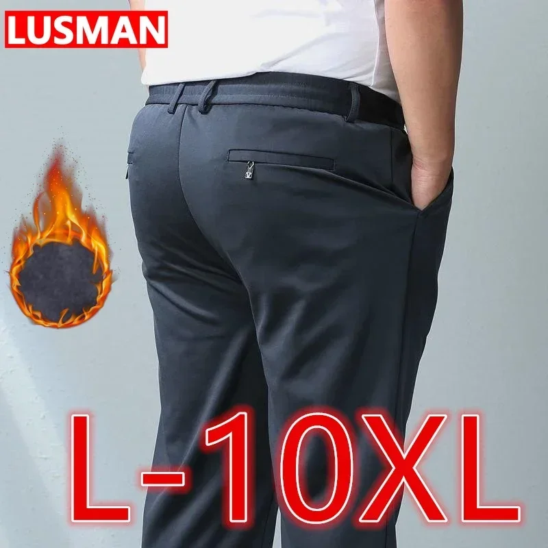 Men Pants Big Size 10XL Winter Warm High Waist Sports Casual Pants Stretchy Fabric Long Trousers casual pants sports pants casual sports pants
