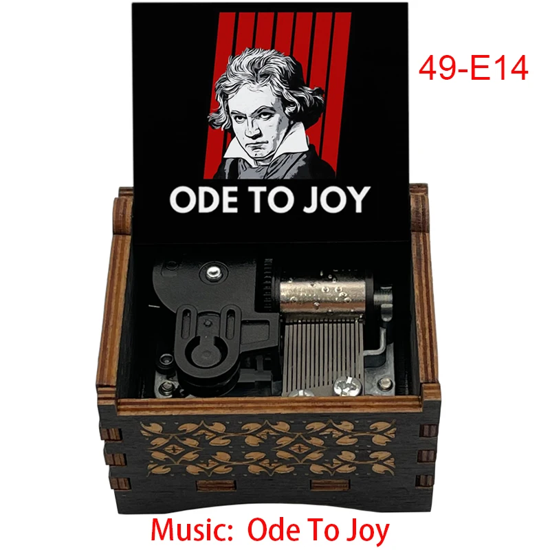 Famous Ode an die Freude Music Box Ode to Joy Black Wooden 18 Tones Mechanical Handmade Ornament Friends Family Birthday Gift 3