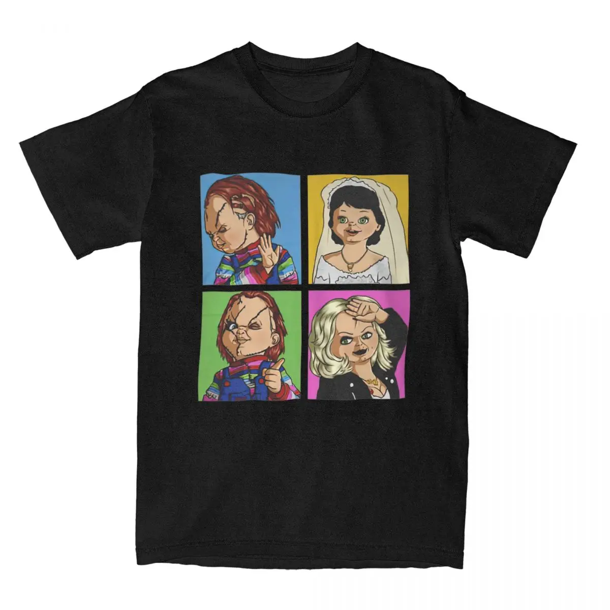 T-Shirt Da Uomo Copia Di Chucky E Tiffany Shooting T-Shirt Casual In Cotone Manica Corta Film Horror Magliette O Collo Vestiti