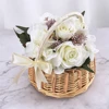 Handmade Woven Flower Basket Rattan Storage Basket Flower Girl Hand Basket Rustic Flower Basket For Home Wedding Decor 3