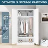 Wardrobe Closet with 2 Doors, 72" Metal Clothing Storage Cabinets with Hanging Rod, Bedroom Armoires Laundry Room and Office Cl 3