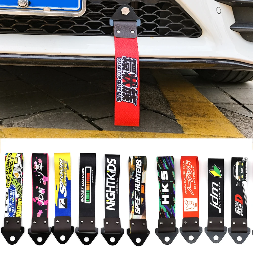 Nylon tow strap Car tow decoration Car decoration strap Car tow strap Car accessories strap Decorative Car Tow Strap Universal JDM RACING Auto Trailer Ropes Front and Rear Bumper Trailer Towing Strap