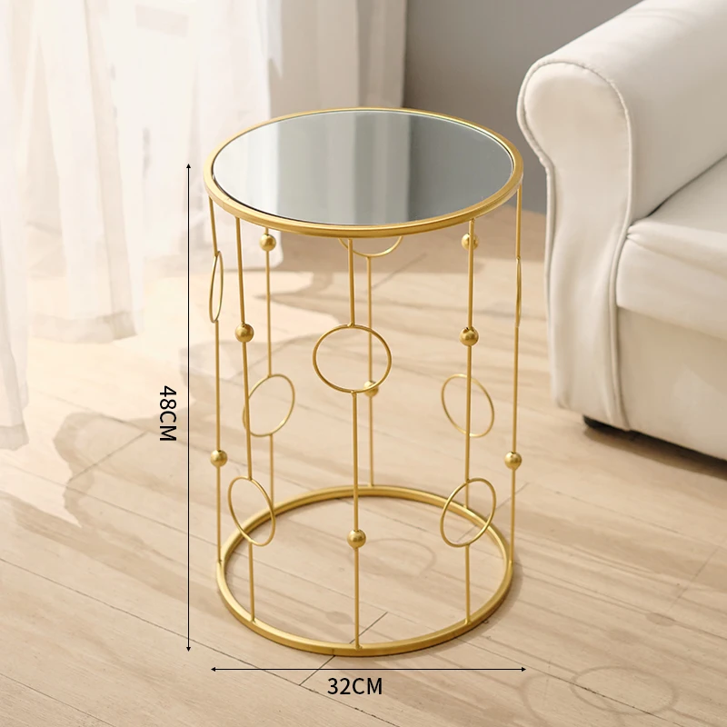 light luxury living room Sofa round Side table bedroom Corner table modern simple balcony small coffee table metal Storage Shelf