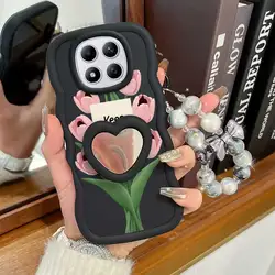 Stay Happy Phone Case Set with Lanyard and Stand for Redmi note 15 (Black)