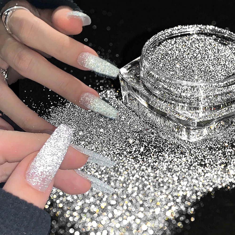 Nail Glitter Powder 2-3g Holographic Dazzling Nail Dust Highlight Broken-Diamond Glitter