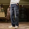 Autumn and winter new styles Men's outdoor multi-pocket cargo jeans Straight loose casual stretch fashion jeans for men 4