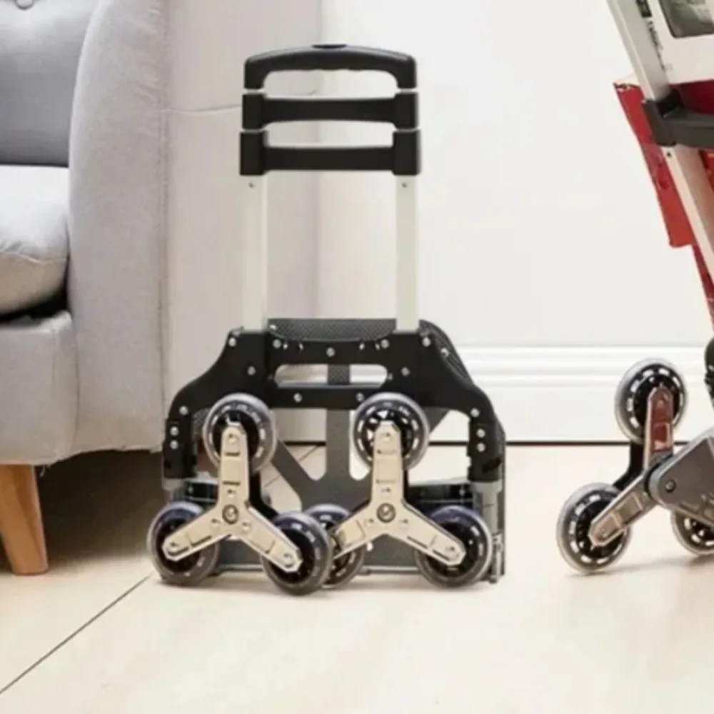 Shopping Trolley Cart Aluminum Folding Climbing Stairs Cart Outdoor Portable Lightweight Step Climbing Travel Folded Trolleys folding shopping cart