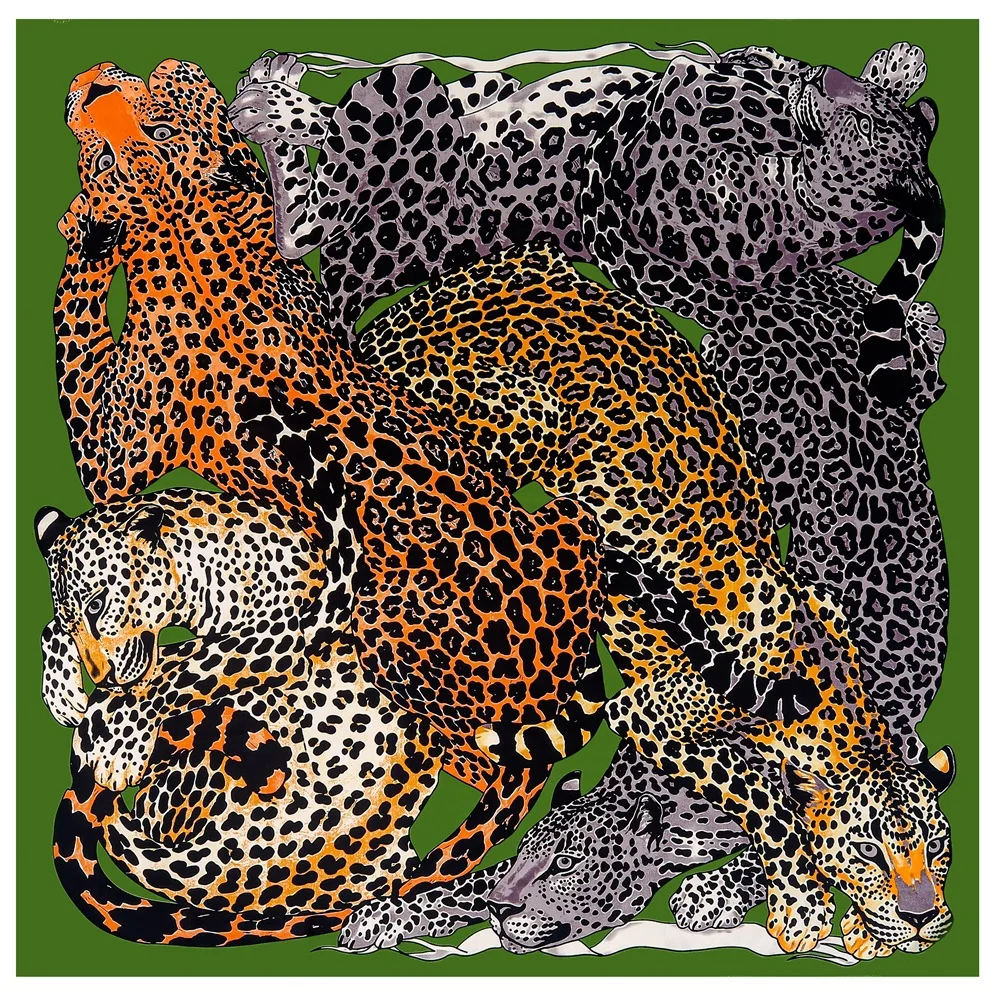 130cm New Fashion Versatile Animal Leopard Women's luxury Twill Decoration Tourism warmth Sunscreen Shawl Large Square Scarf 3