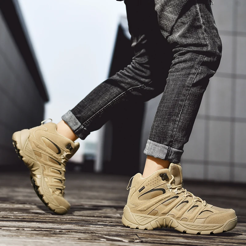 Fashion Men Boots Tactical Military Combat Boots Outdoor Hiking Boots Autumn Shoes Light Non-slip Men Desert Boots Ankle Boots