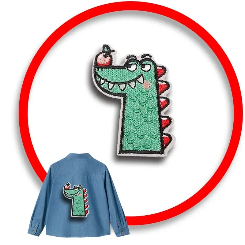 

1pcs Patch Stickers Iron On Patches for Clothing Sewing Dinosaur Embroidery Fusible Applique Badge Bag Decoration Stripes