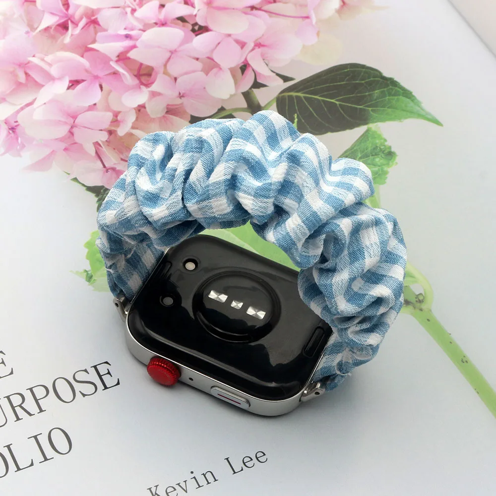Blue Fabric Scrunchies Stretchy Wristband