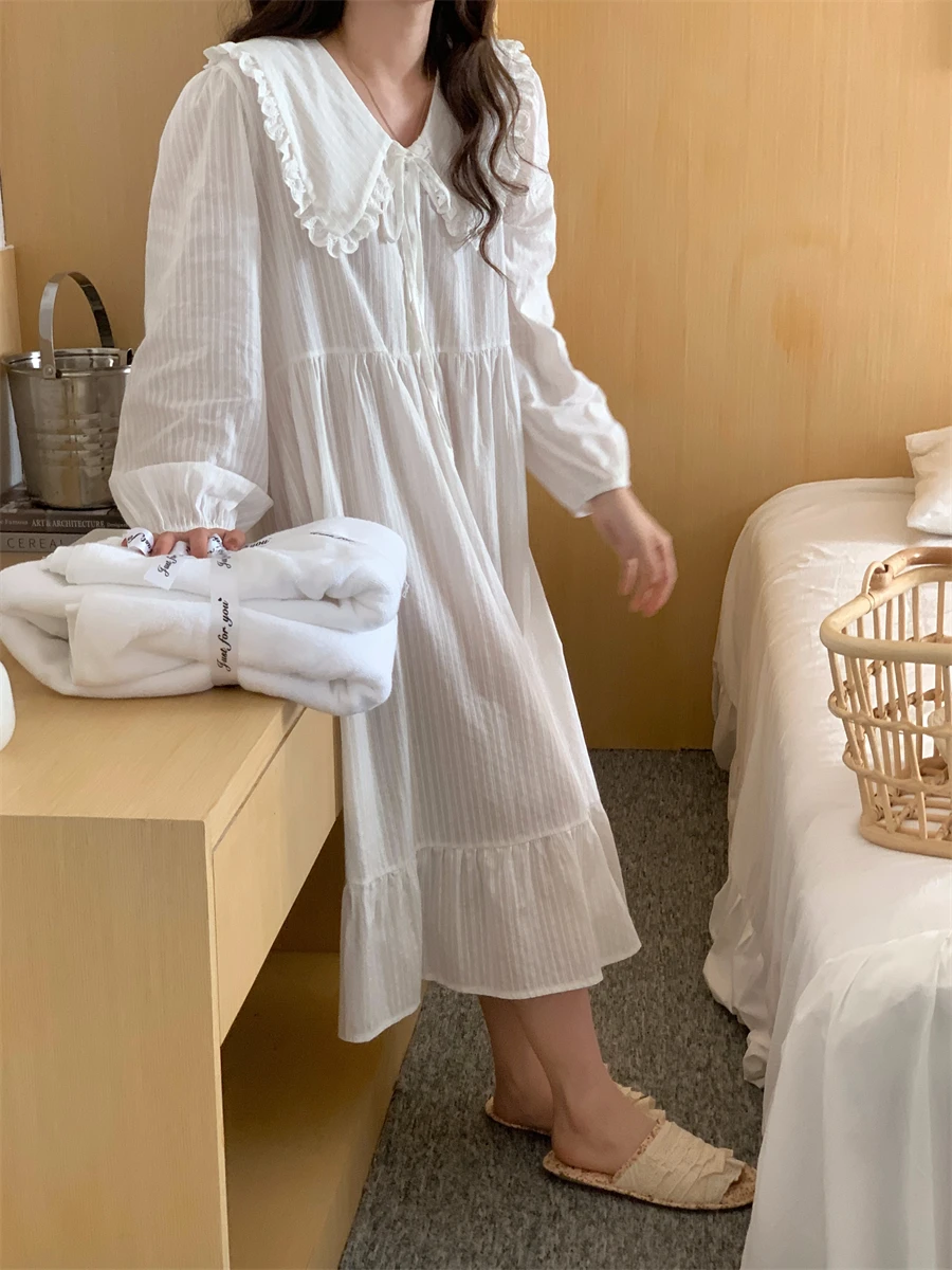 One-piece pajamas, women's pajamas, white pajamas, women's homewear, long-sleeved homewear, long-sleeved pajamas, women's One-piece pajamas