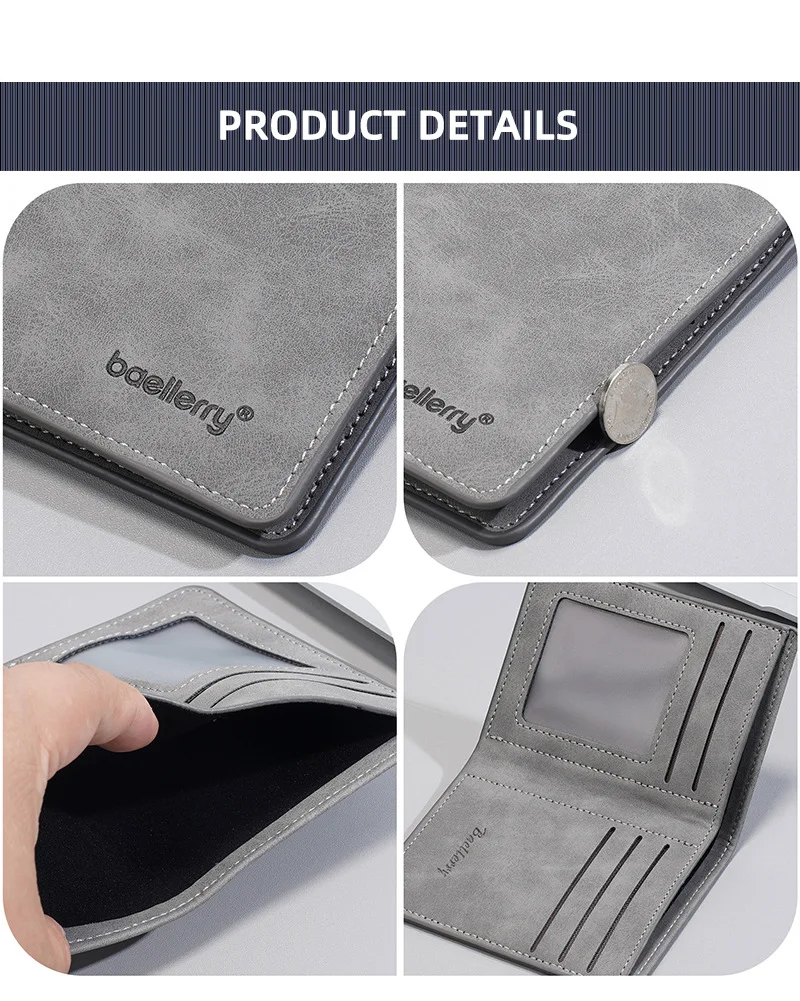 Neue Business-Vertikal-Kurzbrieftasche für Herren, modisch und einfach, Kartenetui mit mehreren Steckplätzen, dünne, matte Jugendbrieftasche, kleine PU-Geldbörse – Detail 20