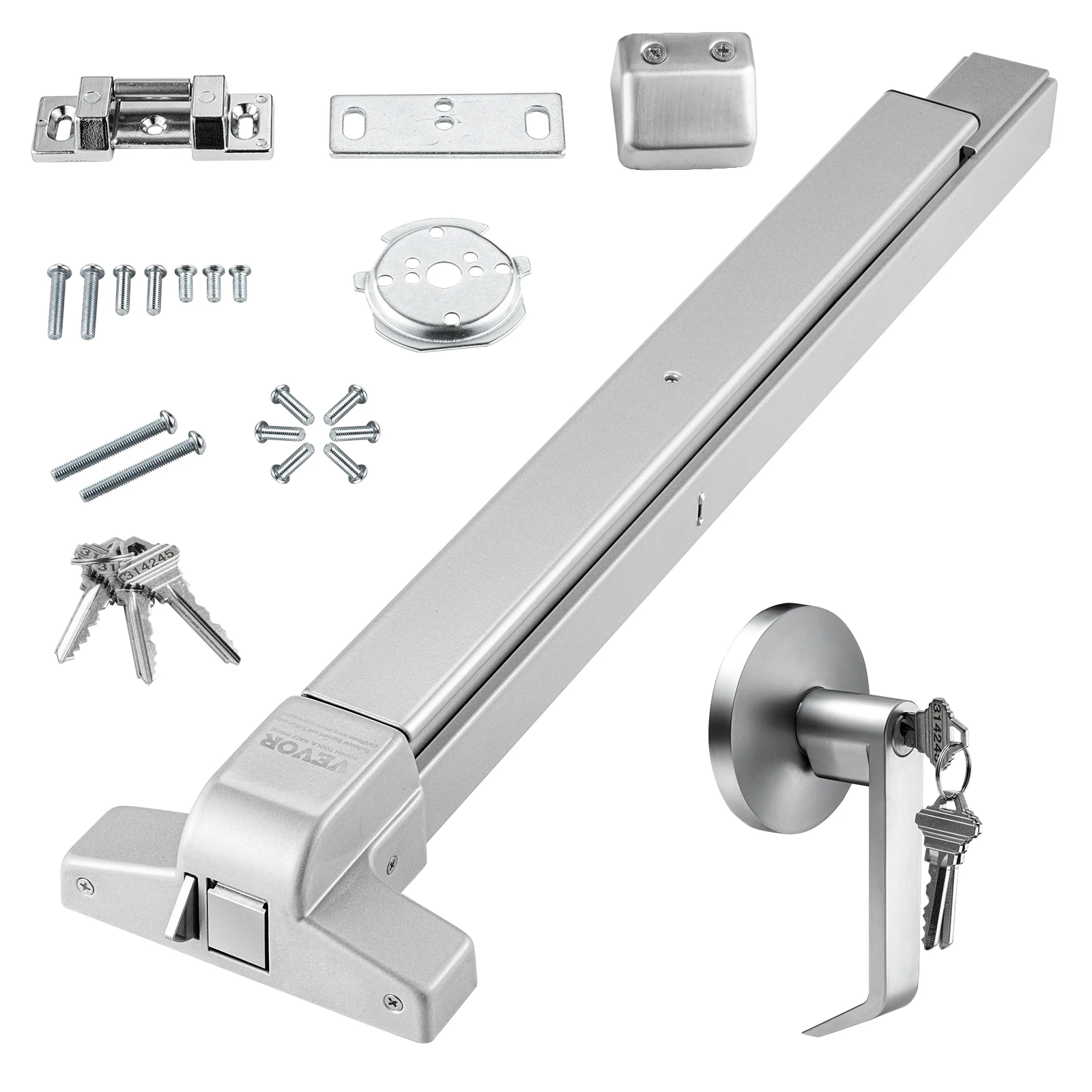 SucceBuy Push Bar Door Locks Stainless Steel Panic Bars Exit Doors with Exterior Lever Push Bar Panic Exit Device Door Hardware