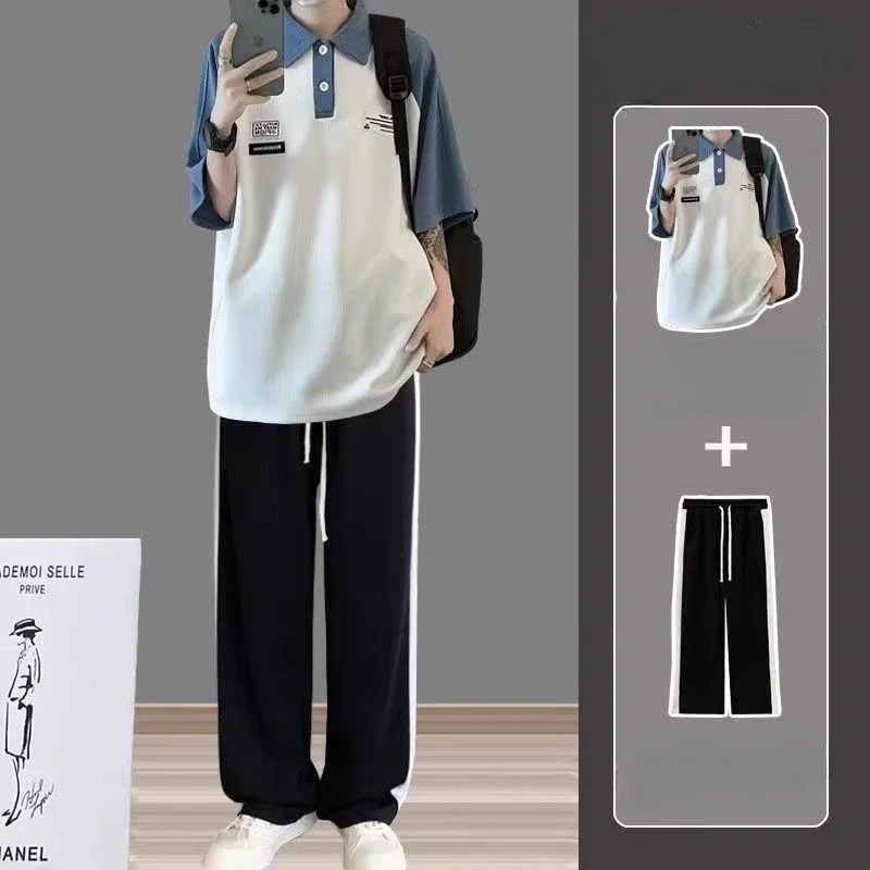 thumbnail image 1 of Conjuntos de pantalones negros para hombre, pantalones deportivos para correr, camisetas, pantalones, trajes para hombre, jogging, básicos, elásticos, tendencias, disfraces, esenciales, tallas S, 1 of 4