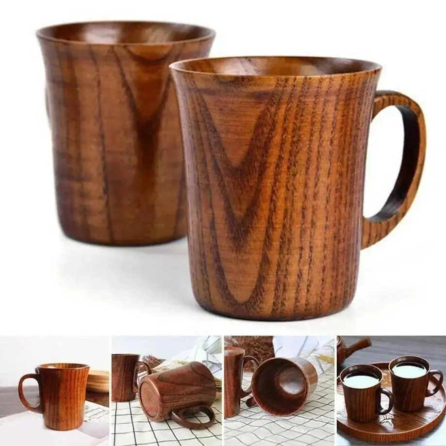 1 Pcs 400ML Handmade Wooden Cup Wooden Coffee Beer Cup Breakfast Beer Milk Drinkware Tea Cup Home Decoration