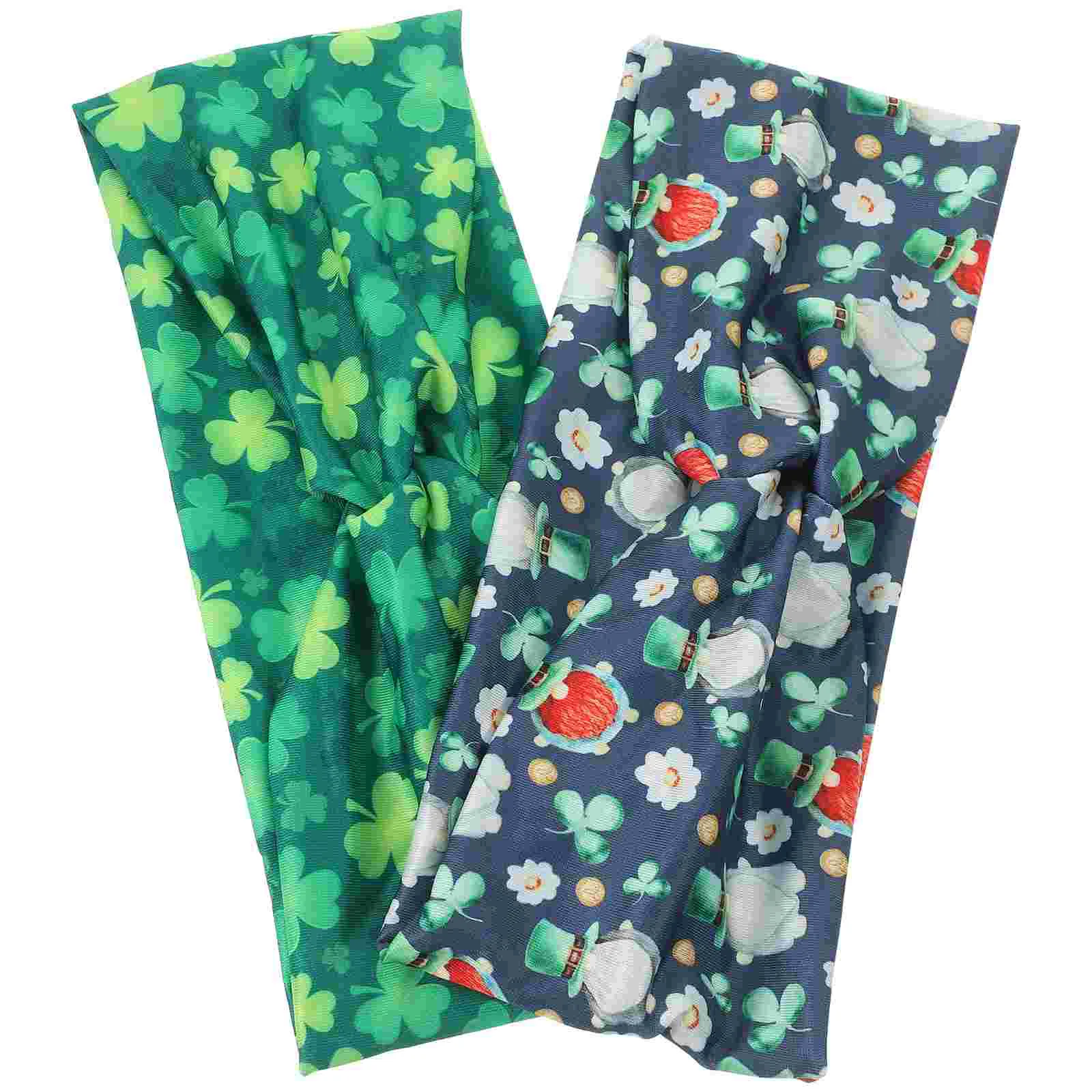 

2 Pcs Clover Bandana Hair Accessories for Girls Adult Headband Tie Cross Headbands Womens Fabric Miss