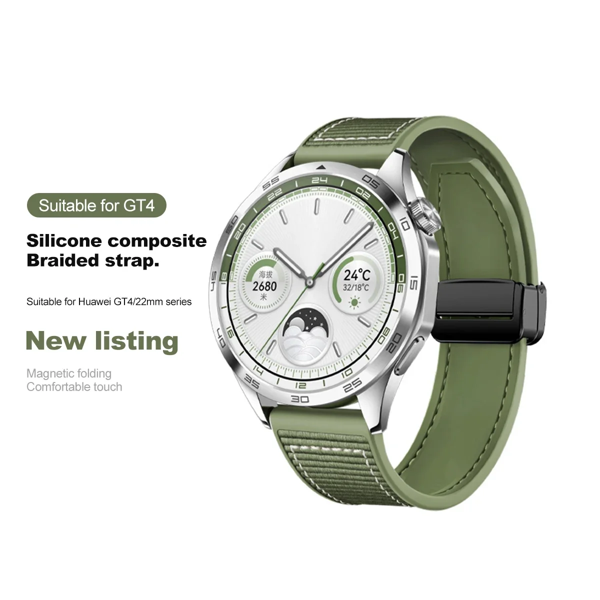 Universal 22mm Silicone & Nylon Woven Smart Watch Strap - Premium Design Bracelet