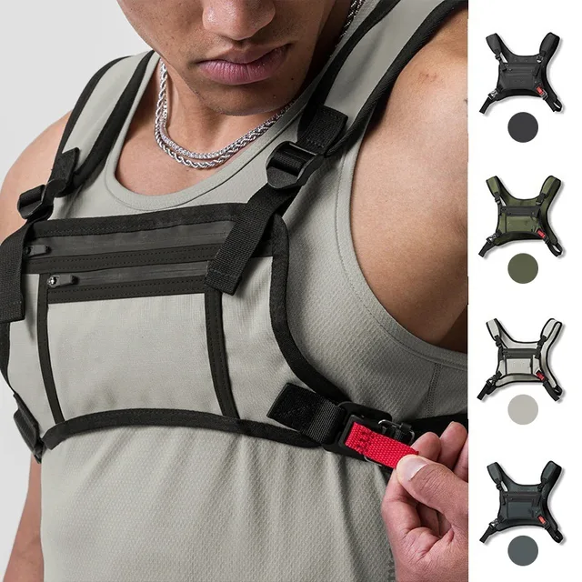 Jogging Sports Front Chest Bag Water-Resistant Multi-Purpose Tacitical Chest Bag Durable Fashion Streetwear Body Bag 1