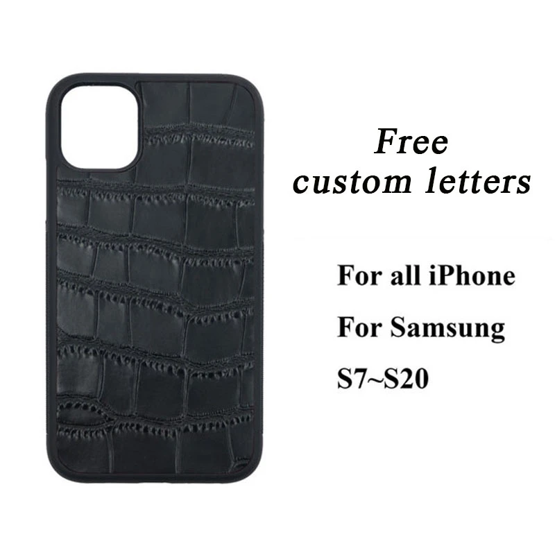 13 pro max case Free Personalization Name Genuine Leather Phone Case for iPhone 11 12 13 Pro Max Cowhide Crocodile Pattern Mobilephone Cover DIY iphone 13 pro max leather case iPhone 13 Pro Max