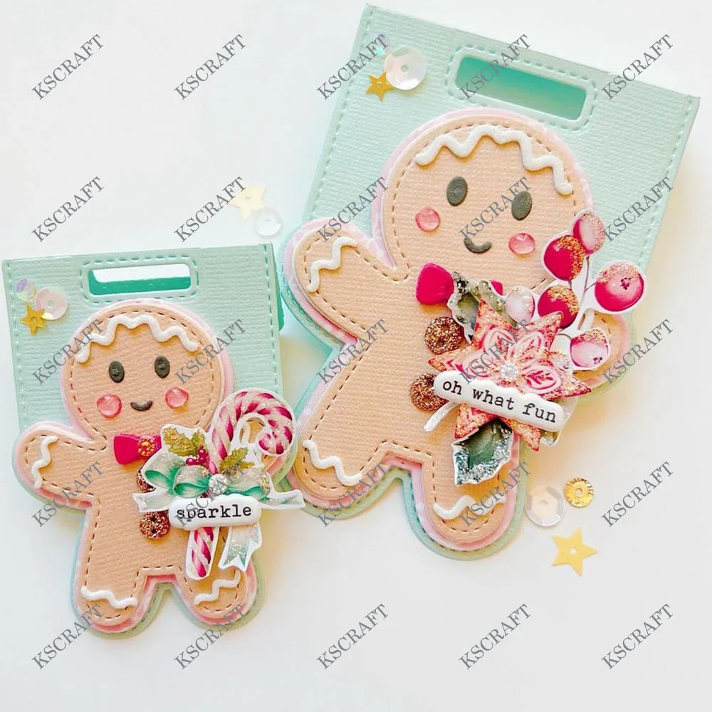 KSCRAFT Gingerbread Man Bag Topper Cutting Dies Stencils for DIY Scrapbooking Decorative Embossing DIY Paper Cards
