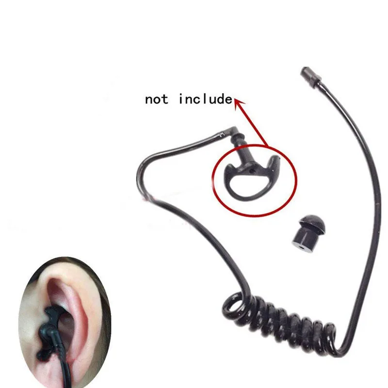 Black Replacement Acoustic Coil Air Tube for Motorola Baofeng Kenwood Radio Walkie Talkie PTT Mic Microphone Earphone Headset replacement acoustic coil tube for motorola baofeng kenwood walkie talkie earpieces and two way radios headset
