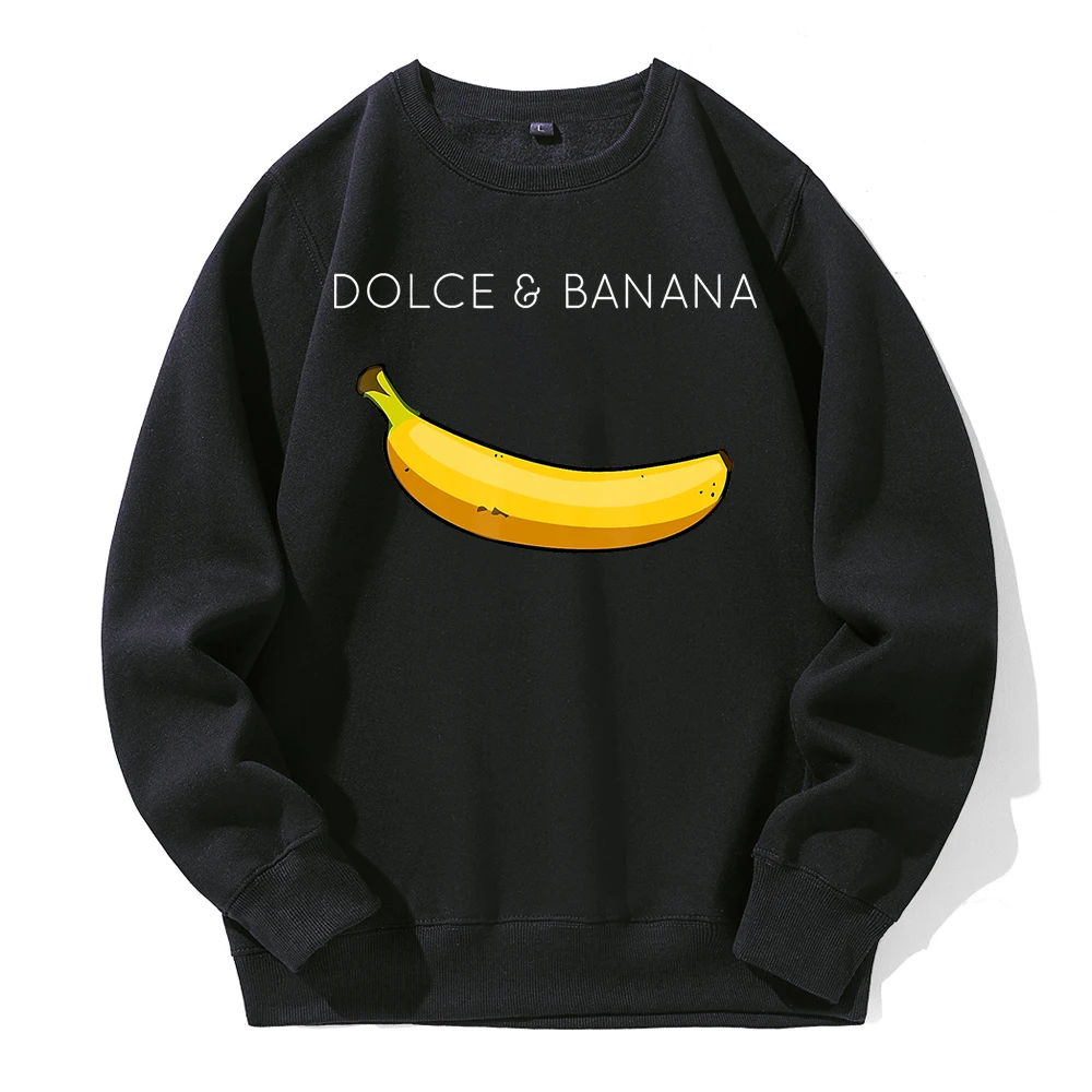 

Funny Dolce&Banana Printed Hoodies Men Fashion Sports Loose Hoodie Male Basic Casual Crew Neck Sweatshirt Loose Oversized Hooded