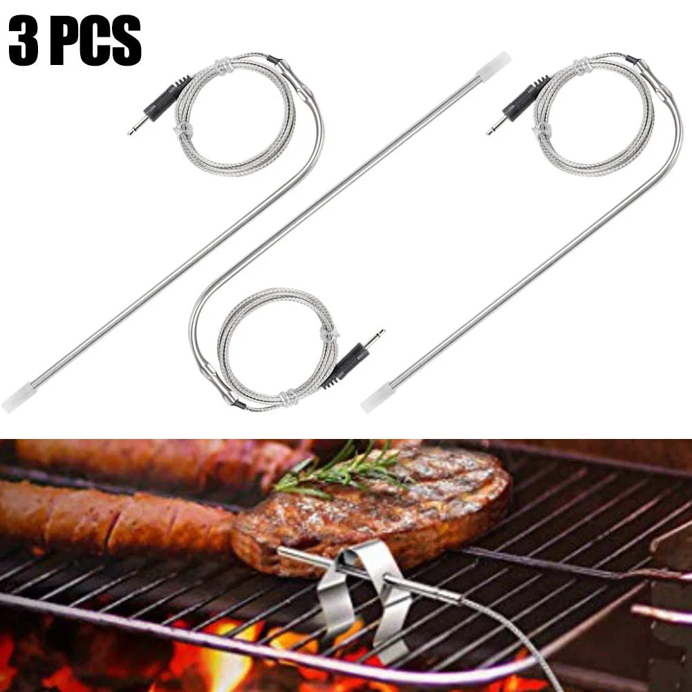 3Pcs Thermometer Stainless Steel Probes Grilling Meat Grill Cooking Replacement Probe For BBQ Food Monitor Temperature 0 -300 &deg;C