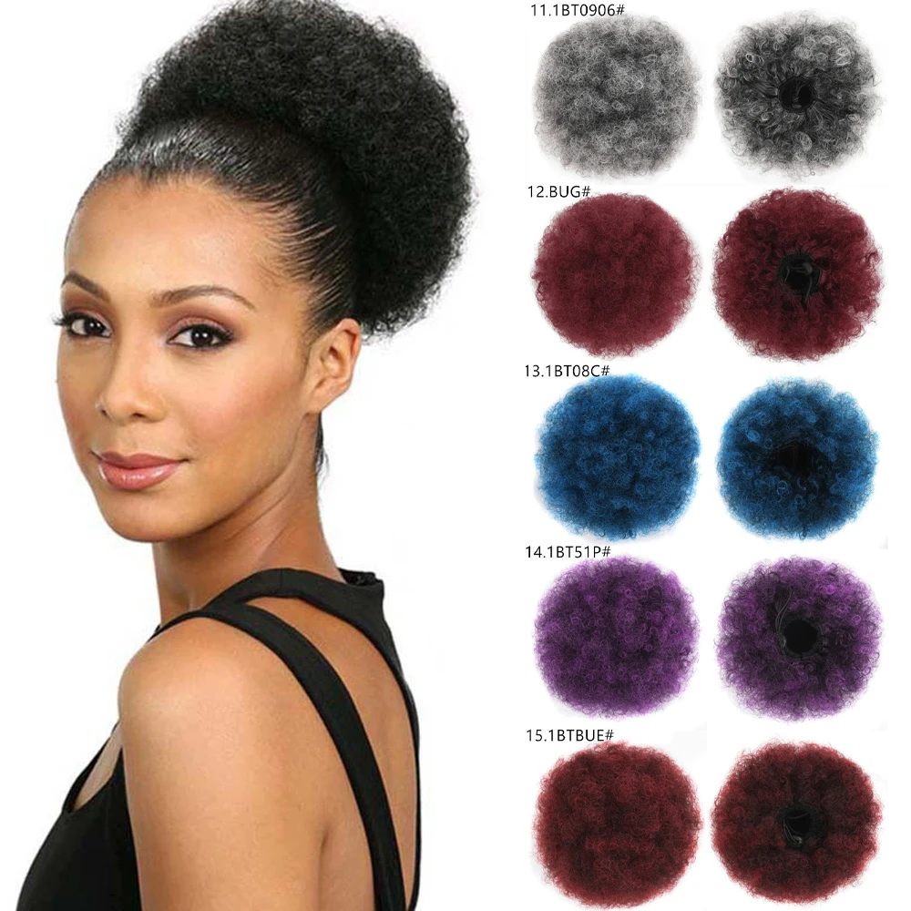 Panino Sintetico Sintetico Afro Puff Coulisse Coda Di Cavallo Capelli 10In Corto Afro Kinkys Ricci Afro Bun Extension Posticci Di Grandi Dimensioni