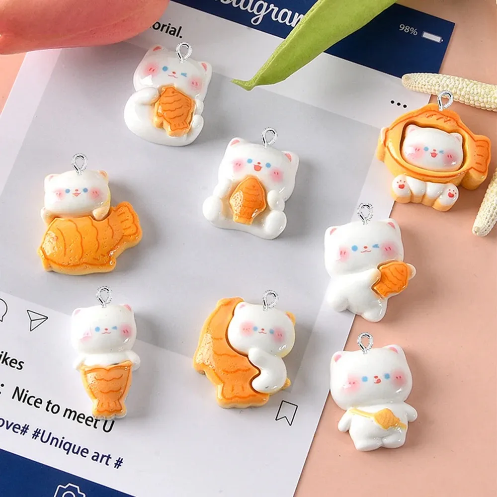 10PCS 반짝 이는 스내퍼 고양이 시리즈 플랫 백 참 장식품 귀걸이 팔찌 머리핀 DIY 쥬얼리 펜던트 장식 액세서리