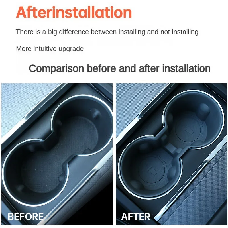 For Tesla Model 3 Highland Water Cup Holder Insert Center Console Organizer TPE Storage Box Newest Model3 Car Accessories