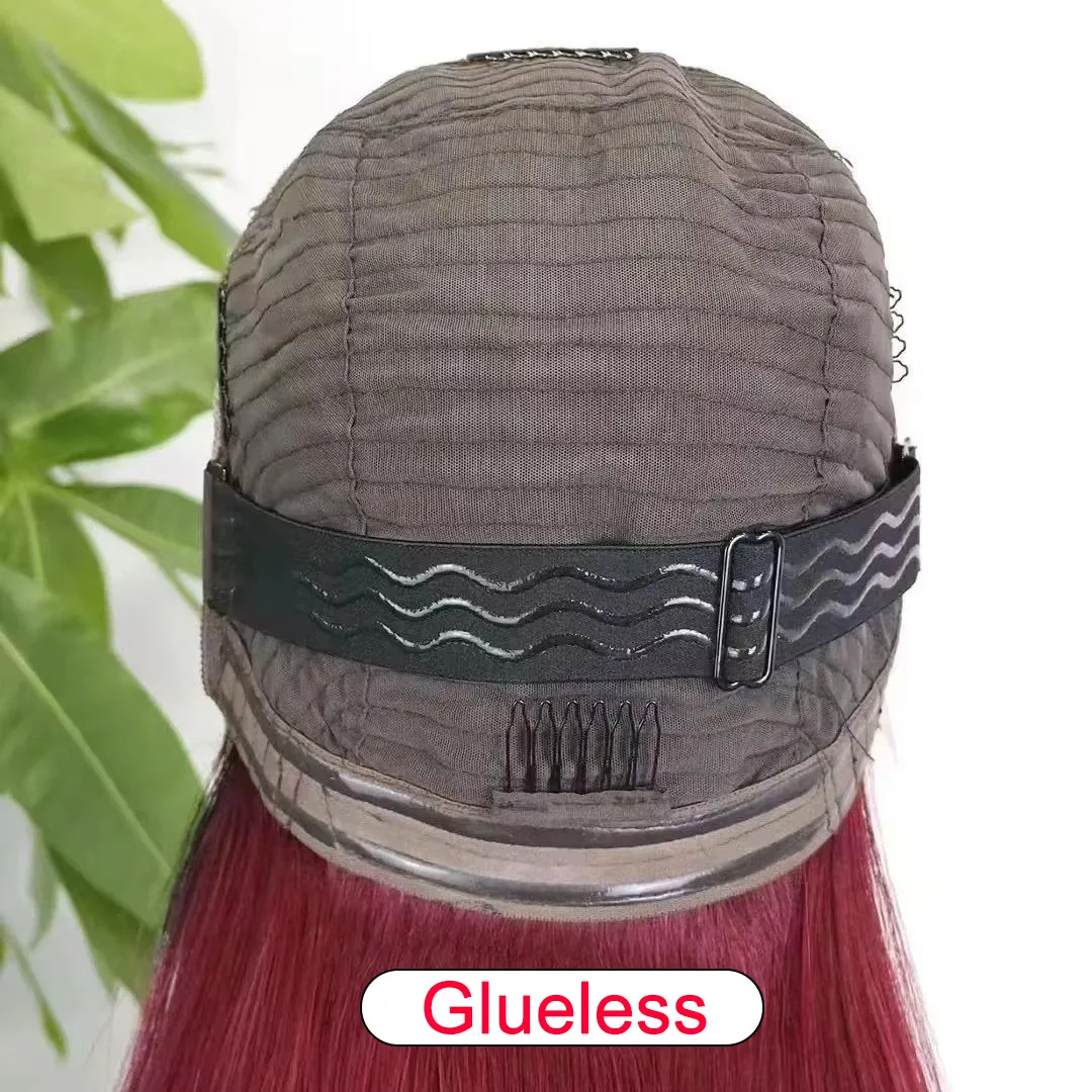 300% Density 1BT99J Double Drawn Bone Straight Human Hair Wig for Women 13x4 Transparent Lace Front Glueless Wig 100% Remy Hair 5