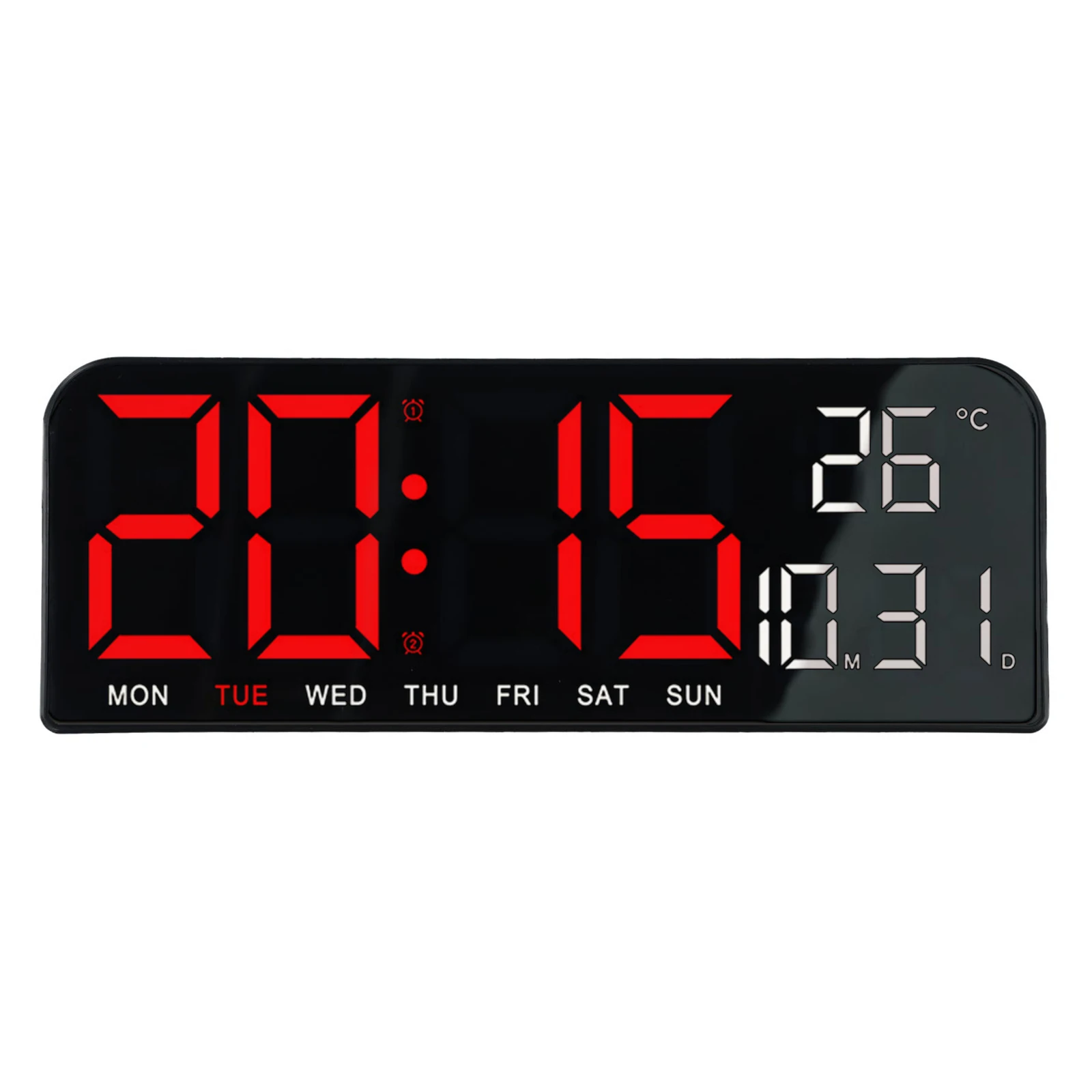 Modern Design Digital Wall Clock Alarm Clock With Timer Automatic Brightness Dimmer Date And Week Display Dual Alarm Function