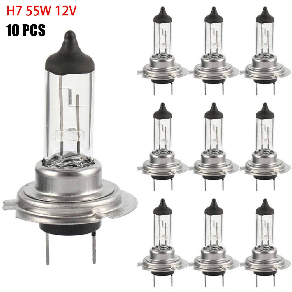 

10Pcs Car Halogen Headlight Bulb H7 55W 12V Halogen Bulb Super White Car Headlight Auto Replacement Parts